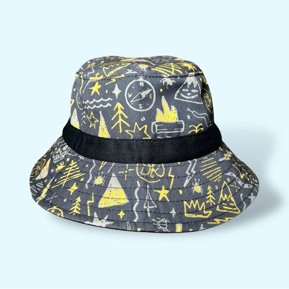 DaKine Big Kids Beach Bum Graphics Yellow Grey Black Bucket Hat Sz OS